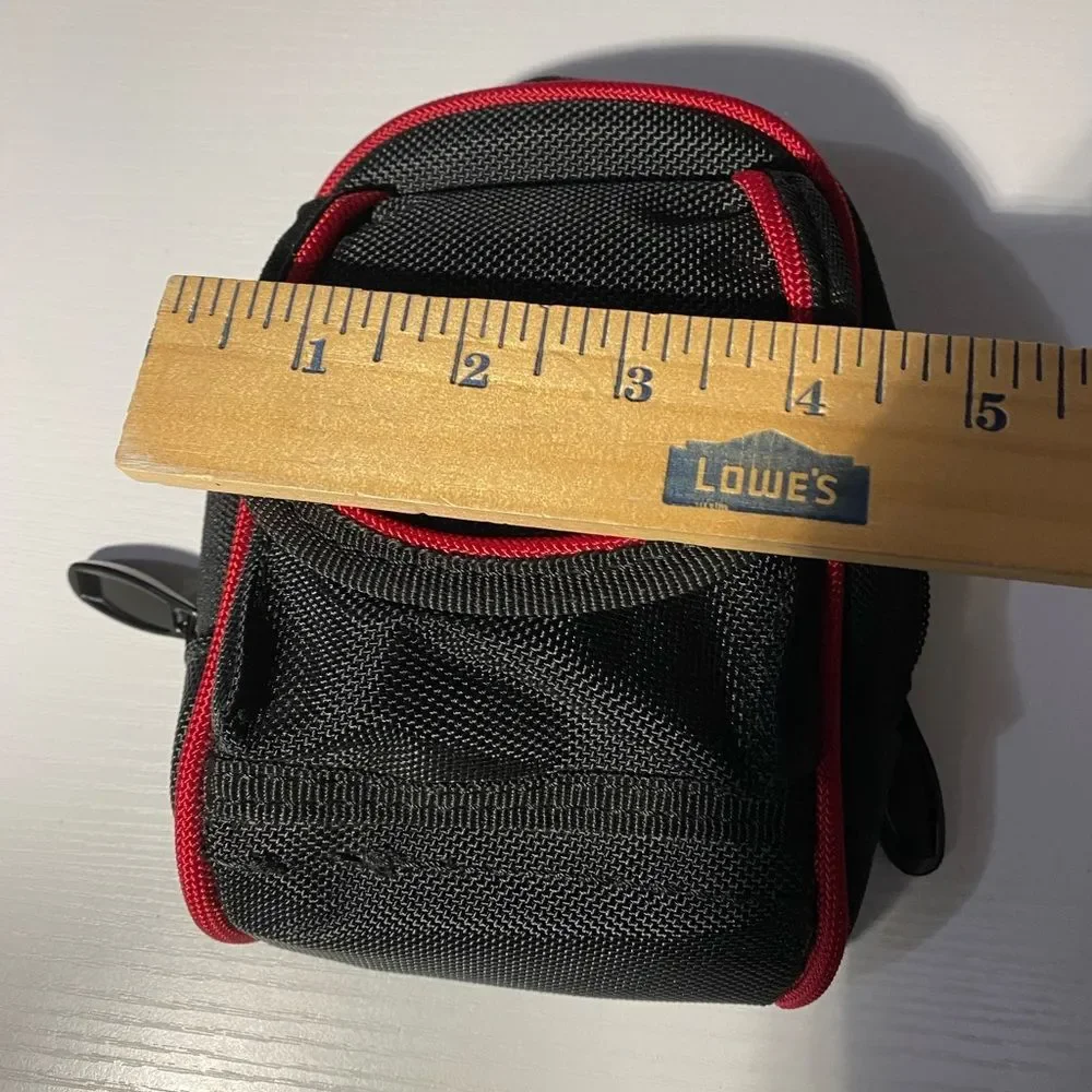 Husky Small Tool Pouch Belt Clip Utility Bag Black & Red Padded Work Case